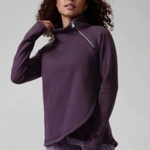 Athleta Purple Asymmetrical Zip Pullover XS